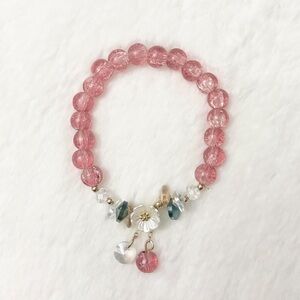 5/$25 🩷 Pink Beaded Flower Charm Bracelet